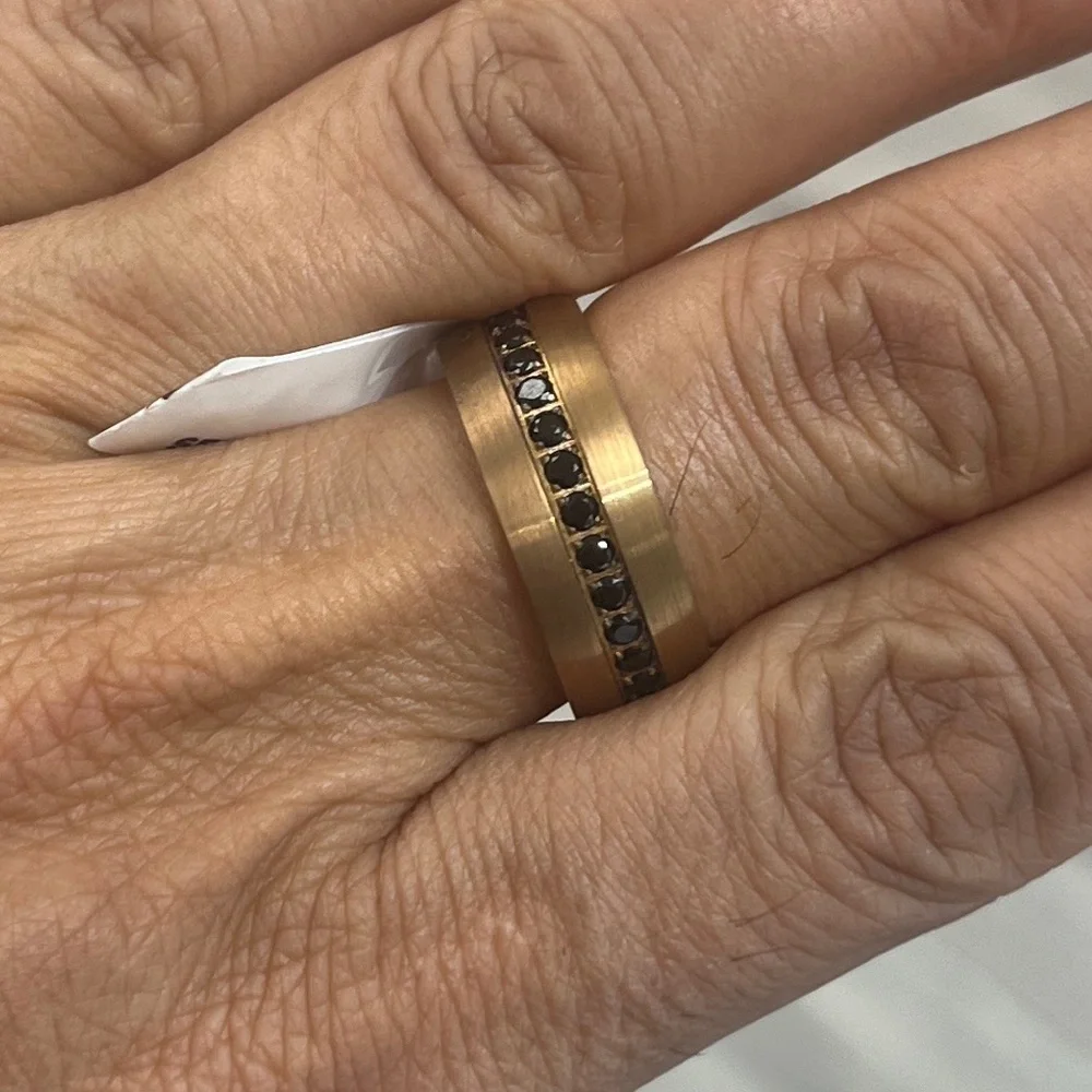 New 8mm Black CZ black gold plated Eternity Tungsten Wedding Band Ring